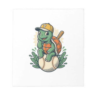 Bloc-note Tortue de baseball Gravure vintage Graphisme_1