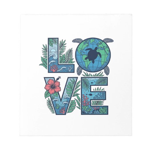 Bloc-note Tortue de mer Terre Tropical Amour (Devant)