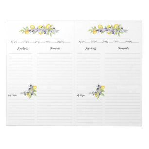 Bloc-note Toscan Herbs Lemons Mini Classeur Recette Pages