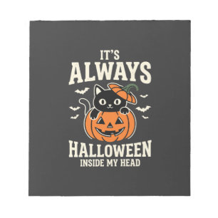 Bloc-note Toujours Halloween Chat Noir Design de Citrouille