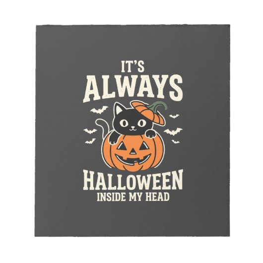 Bloc-note Toujours Halloween Chat Noir Design de Citrouille (Devant)