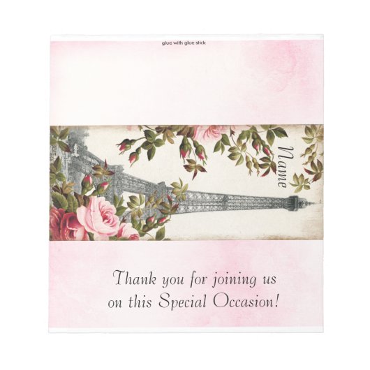 Bloc-note Tour Eiffel Paris Candy Bar Wrapper Party Favorise (Devant)