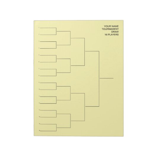 Bloc-note Tournament draw template notepad for 16 players (Tourné)
