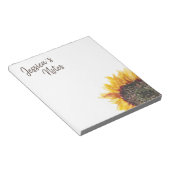 Bloc-note Tournesol jaune marron sur fond blanc (Incliné)
