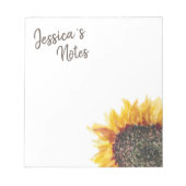 Bloc-note Tournesol jaune marron sur fond blanc (Devant)
