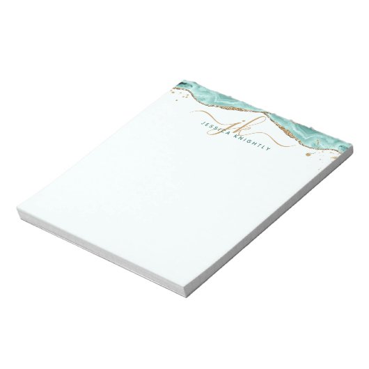 Bloc-note Tourquoise Agate Gold Parties scintillant Script M (Tourné)