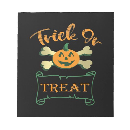 Bloc-note Tracer ou traiter les os croisés citrouille Hallow (Devant)