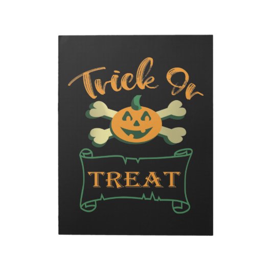 Bloc-note Tracer ou traiter les os croisés citrouille Hallow (Tourné)