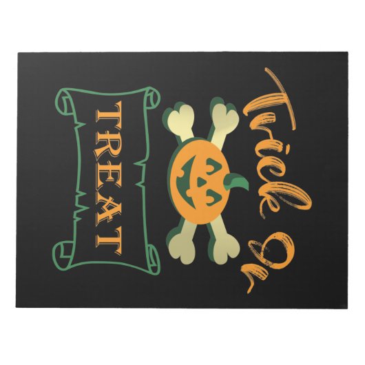 Bloc-note Tracer ou traiter les os croisés citrouille Hallow (Devant)