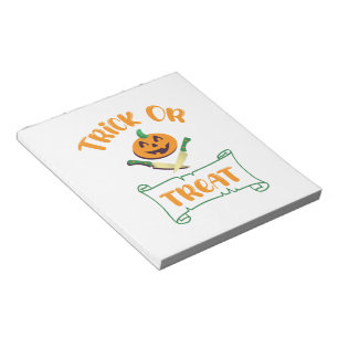 Bloc-note Tracer ou traiter les os croisés Halloween visage 