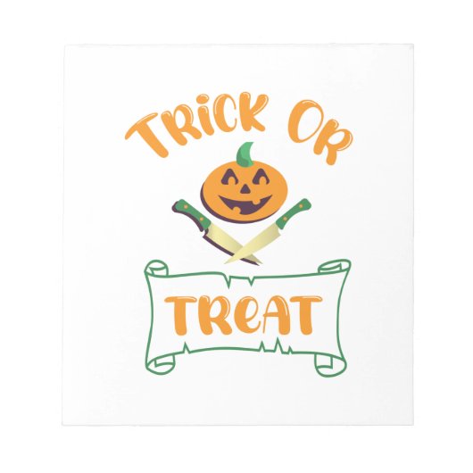 Bloc-note Tracer ou traiter les os croisés Halloween visage  (Devant)