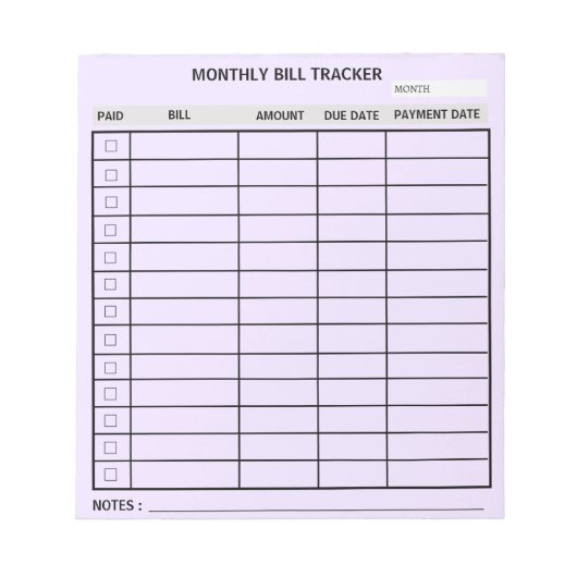 Bloc-note Tracker de facturation mensuelle personnalisée ten (Devant)