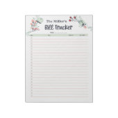 Bloc-note Tracker de facture mensuelle dans un style floral  (Tourné)