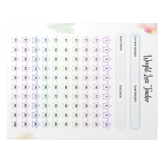 Bloc-note Tracker de perte de poids arc-en-ciel (Devant)