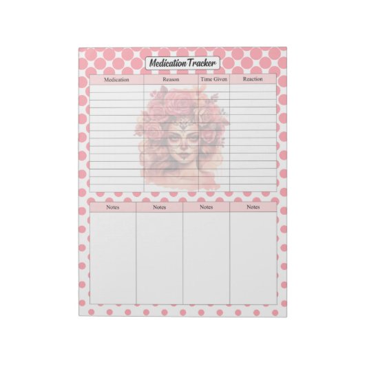 Bloc-note Tracker des médicaments pour le crâne de sucre (Tourné)