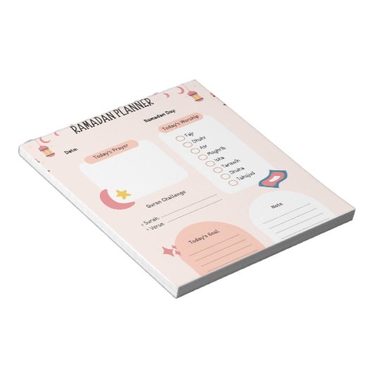 Bloc-note Tracker Ramadan | Planificateur quotidien pour le  (Incliné)