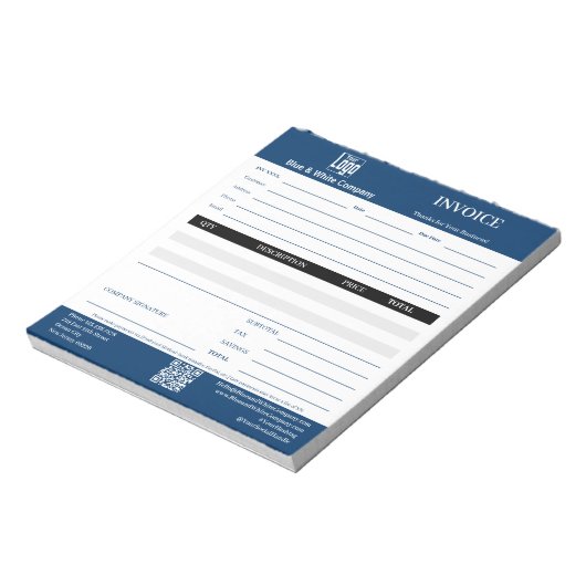 Bloc-note Trade Service Professional Blue Invoice Pad (Tourné)