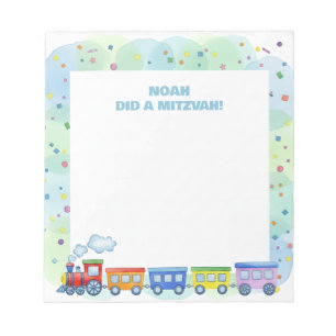 Bloc-note Train coloré Thème personnalisé Mitzvah
