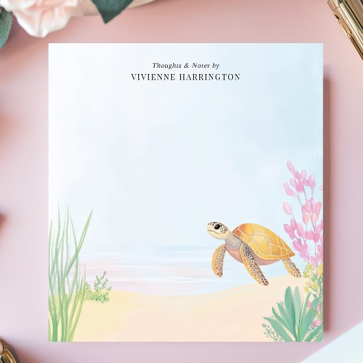Bloc-note Tranquille Tortue de mer Océan Aquarelle personnal