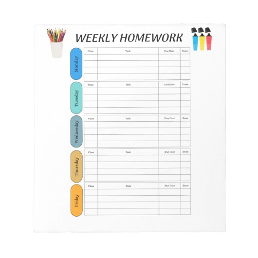 BLOC-NOTE TRAVAIL À DOMICILE HEBDOMADAIRE (Devant)