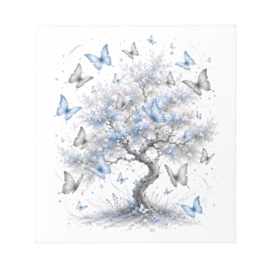Bloc-note Tree of Life Blue Butterflies Notepad (Devant)