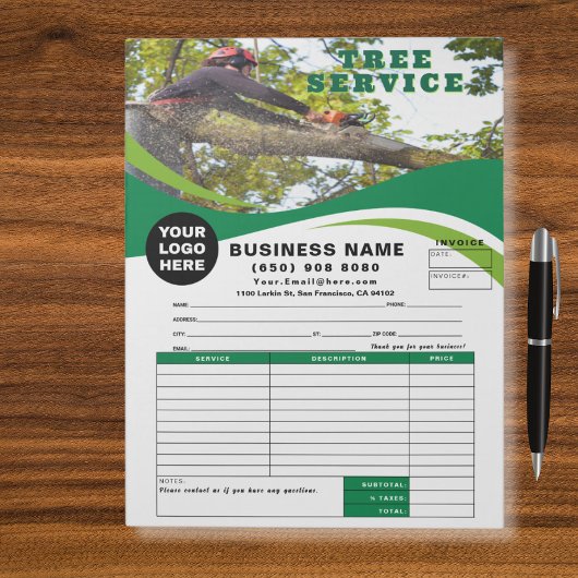 Bloc-note Tree Removal Service Invoice Estimate Template