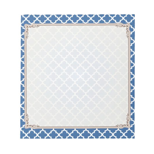 Bloc-note Treillis marocain de tuile de bleu de cobalt (Devant)