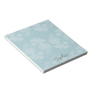 Bloc-note Très jolie fausse dentelle florale bleu clair blan