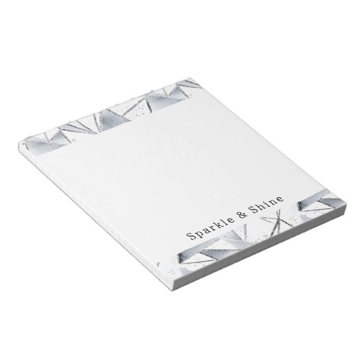 Bloc-note Triangles blancs argenté chic (Incliné)