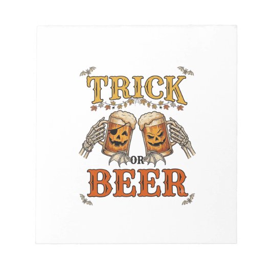 Bloc-note Trick Or Beer Mug Halloween Citrouille Squelette M (Devant)