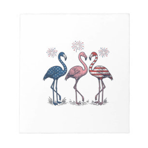 Bloc-note Trio de flamants patriotiques dessin de gravure vi