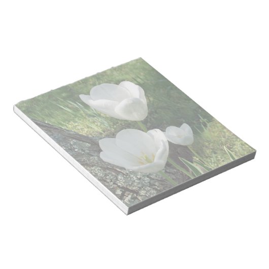 Bloc-note Trio de fleurs de tulipes blanches (Incliné)