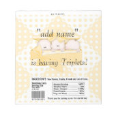 Bloc-note Triplets Baby shower Candy Bar Wrapper Party Favor (Devant)