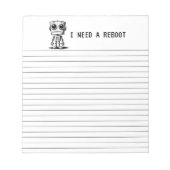 Bloc-note Triste Robot - J'Ai Besoin D'Un Redémarrage (Devant)