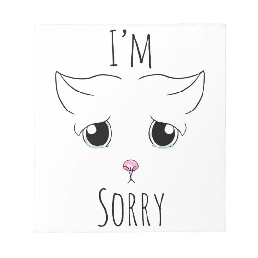 Bloc-note Triste visage de chat : Je suis désolé (Devant)