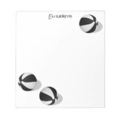 Bloc-note trois balles de basket blanc noir nom personnalisé (Devant)