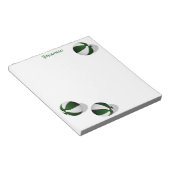 Bloc-note trois balles de basket blanc vert nom personnalisé (Incliné)