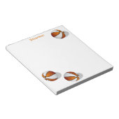 Bloc-note trois balles de basket orange blanc nom personnali (Incliné)