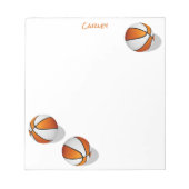 Bloc-note trois balles de basket orange blanc nom personnali (Devant)