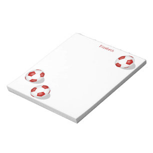 Bloc-note trois balles de football blanc rouge personnalisée