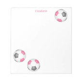 Bloc-note trois balles de football gris rose nom filles (Devant)