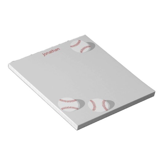 Bloc-note trois baseballs garçons filles sports personnalisé (Incliné)