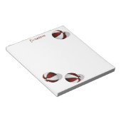 Bloc-note trois boules de basket blanc marron nom personnali (Incliné)