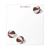 Bloc-note trois boules de basket blanc marron nom personnali (Devant)