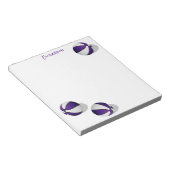 Bloc-note trois boules de basket blanc violet nom personnali (Incliné)