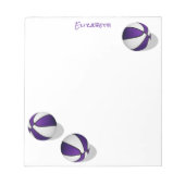 Bloc-note trois boules de basket blanc violet nom personnali (Devant)