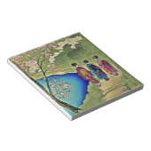 Bloc-note Trois Geishas par l'eau Jaune Bois Art (Incliné)