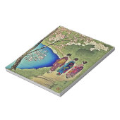 Bloc-note Trois Geishas par l'eau Jaune Bois Art (Tourné)