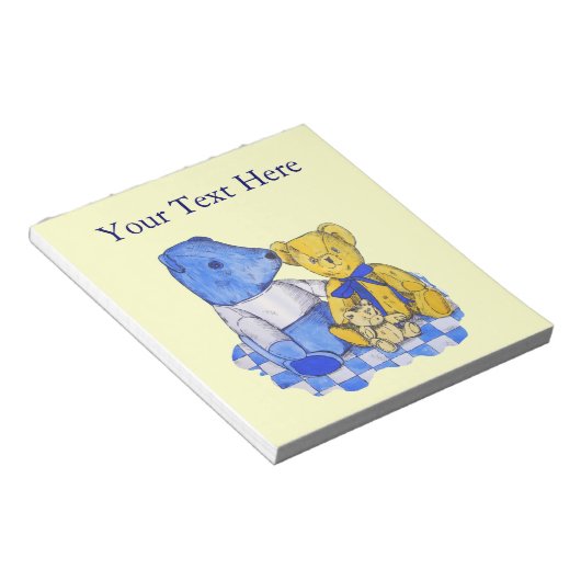 Bloc-note trois mignonnes peluches en tissu de pique-nique a (Incliné)