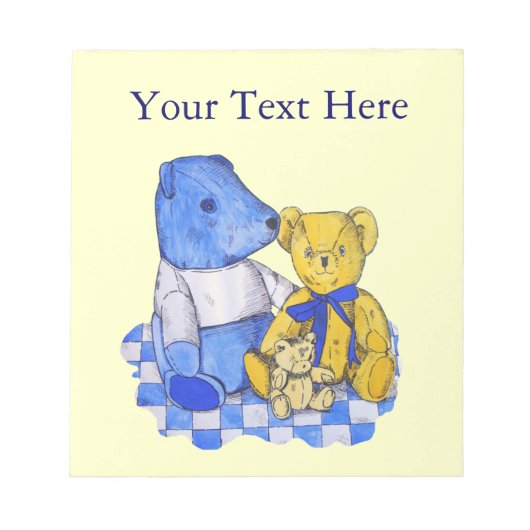 Bloc-note trois mignonnes peluches en tissu de pique-nique a (Devant)